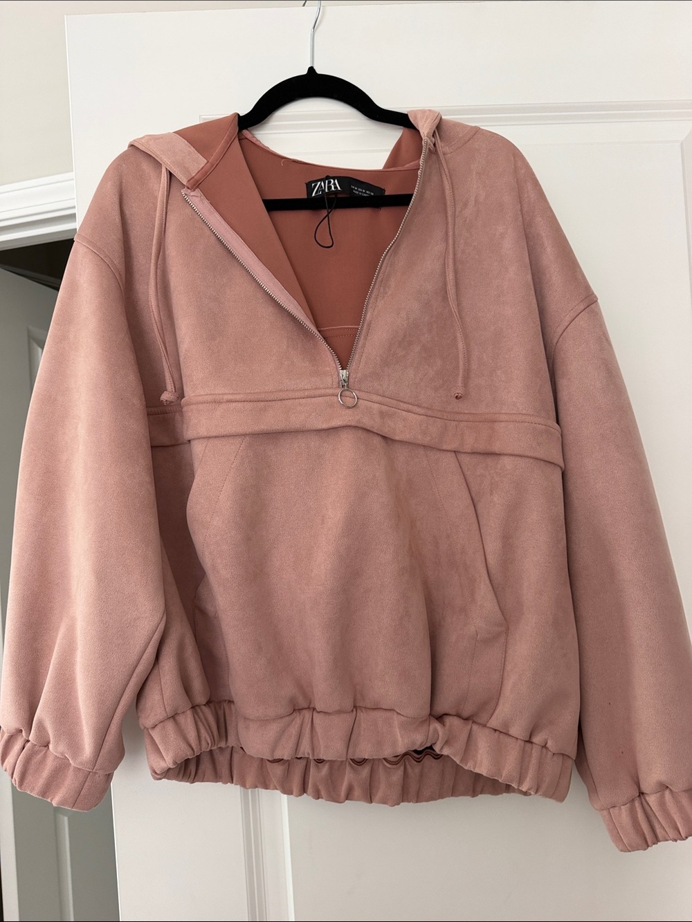 Zara Rose Mauve Half-Zip Hooded Pullover